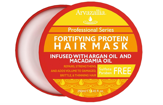 Arvazallia Fortifying Protein Hair Mask and Deep Conditioner with Argan Oil and Macadamia Oil Hair Repair Treatment for Damaged, Brittle, or Thinning Hair - Promotes Natural Hair Growth