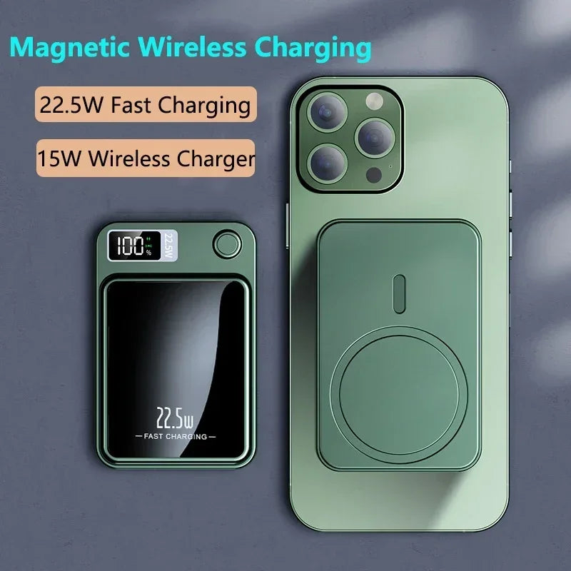 100000mAh Magnetic Wireless Power Bank Portable Fast Wireless Charger For iphone 12 13 14 ProMax External Auxiliary Battery Pack