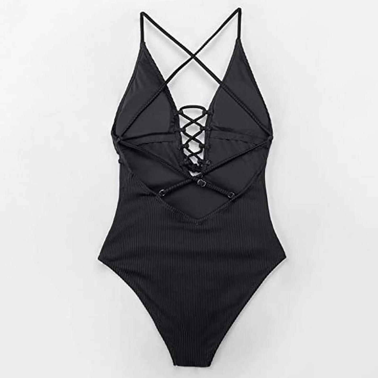 One-Piece Tight Bikini Sexy Solid Color Backless Strap Beachwear High Elastic Women'S One-Piece Swimsuit Ropa De BañO Para Mujer