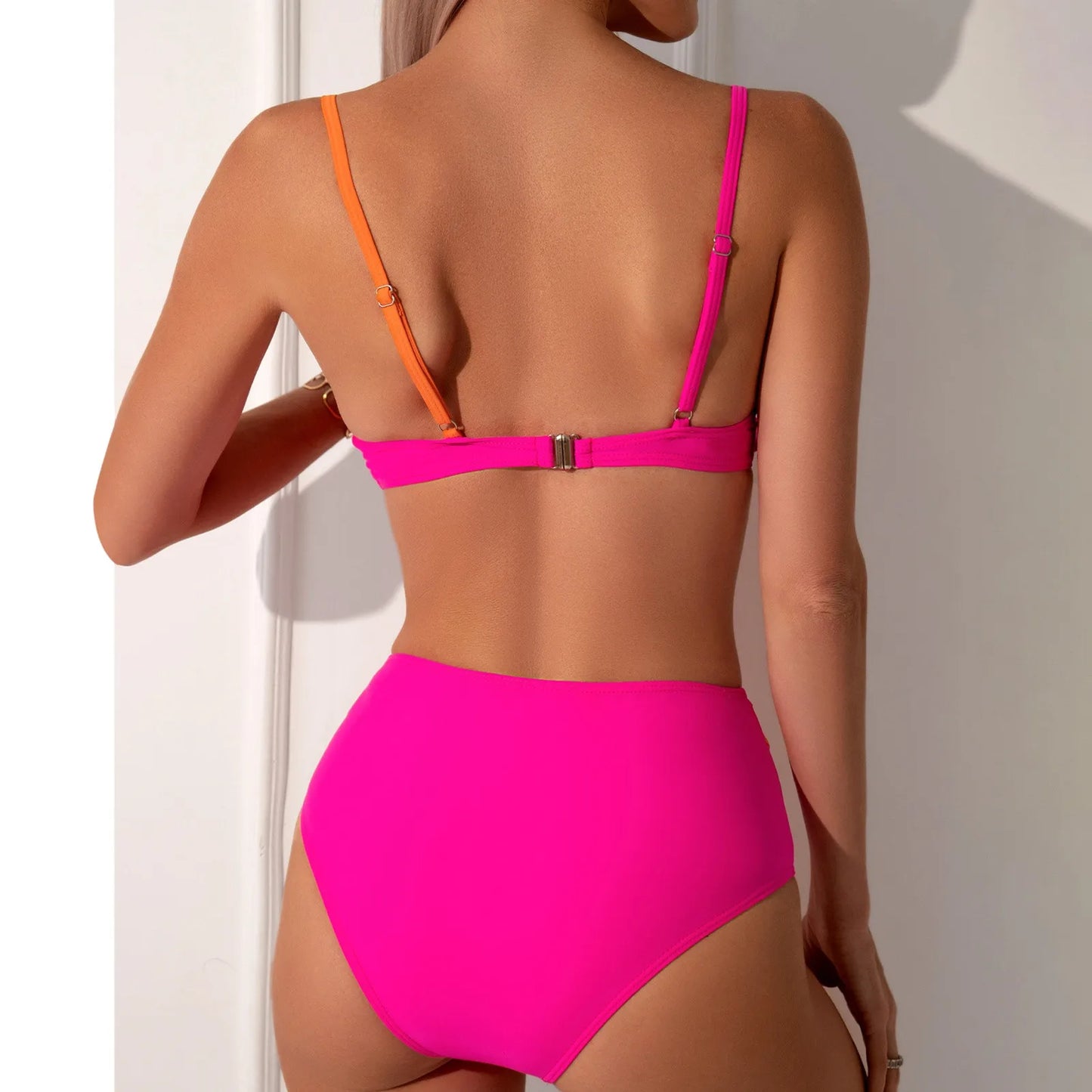 2024 Fashion Split Women'S Bikini With Detachable Padding Patchwork Two-Piece Bikini Set Sexy Beach Swimsuit Hottie Outfit