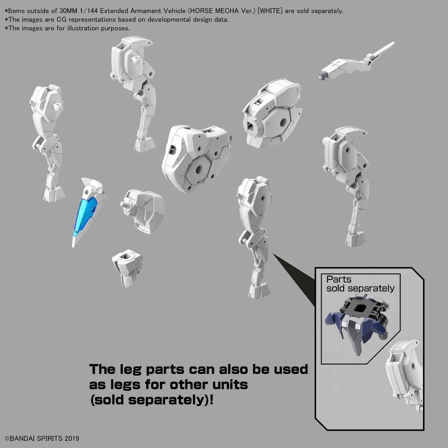 BANDAI SPIRITS 30MM Exa Vehicle (Horse Mecha Ver.) [White] 1/144 Scale Color-Coded Plastic model