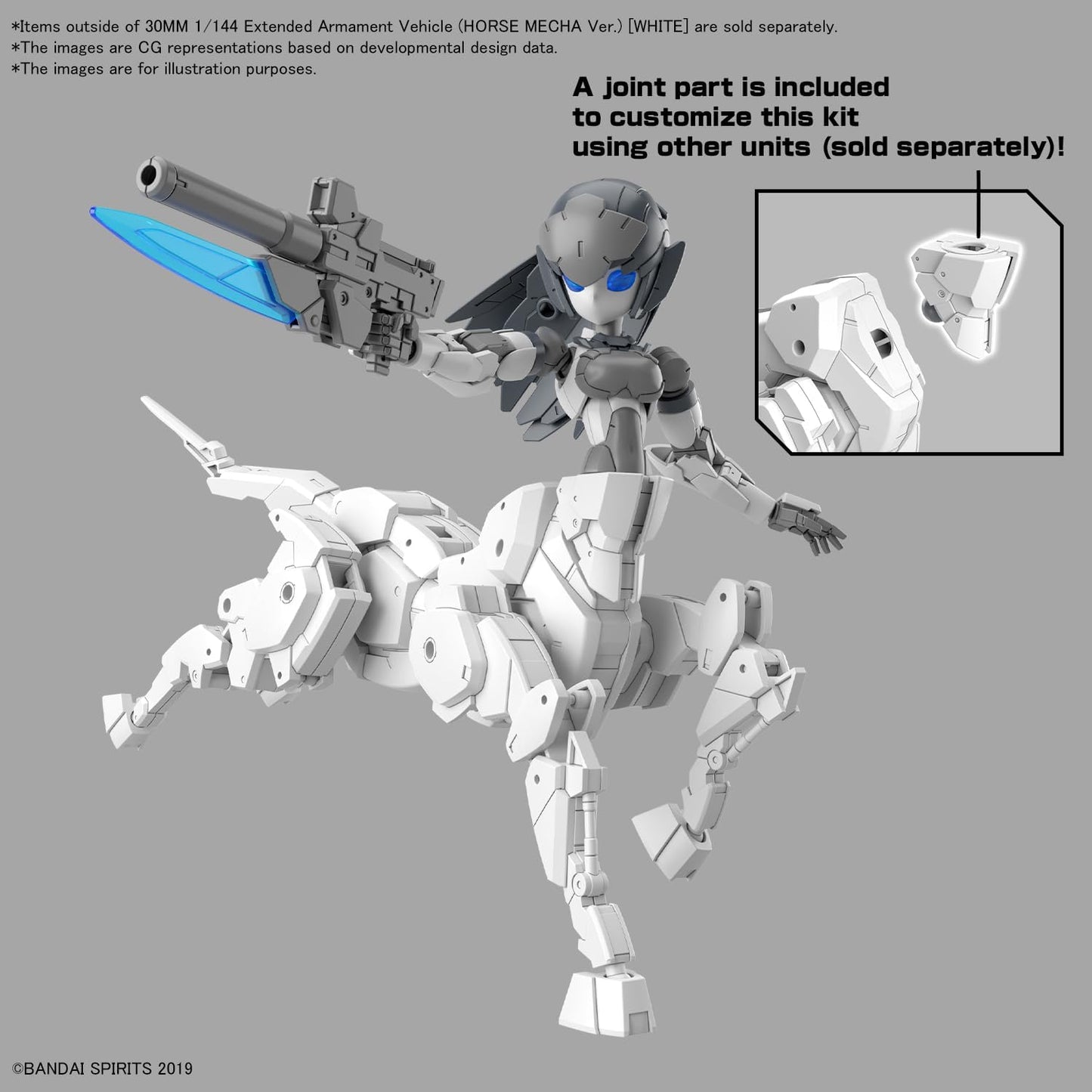 BANDAI SPIRITS 30MM Exa Vehicle (Horse Mecha Ver.) [White] 1/144 Scale Color-Coded Plastic model