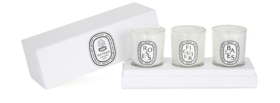 DIPTYQUE ミニ キャンドル コフレ（ローズ、フィギエ、ベ） 3x70 g
