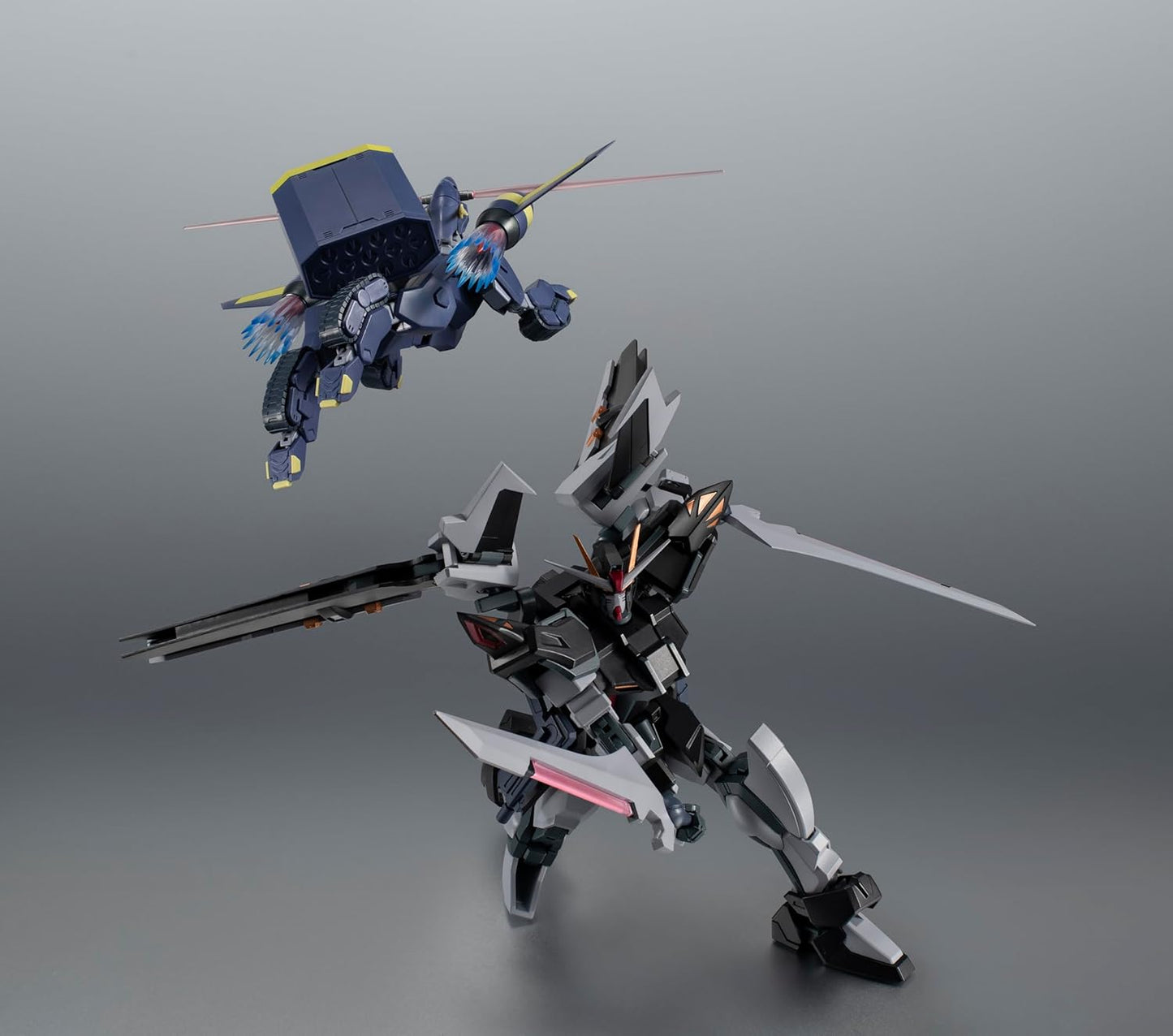 BANDAI SPIRITS ROBOT SPIRITS <SIDE MS> Gundam SEED C.E.73 -STARGAZER- GAT-X105E+AQM/E-X09S Strike Noir Gundam ver. A.N.I.M.E. approx. 125mm PVC&ABS Painted Pre-Painted Posable Figure