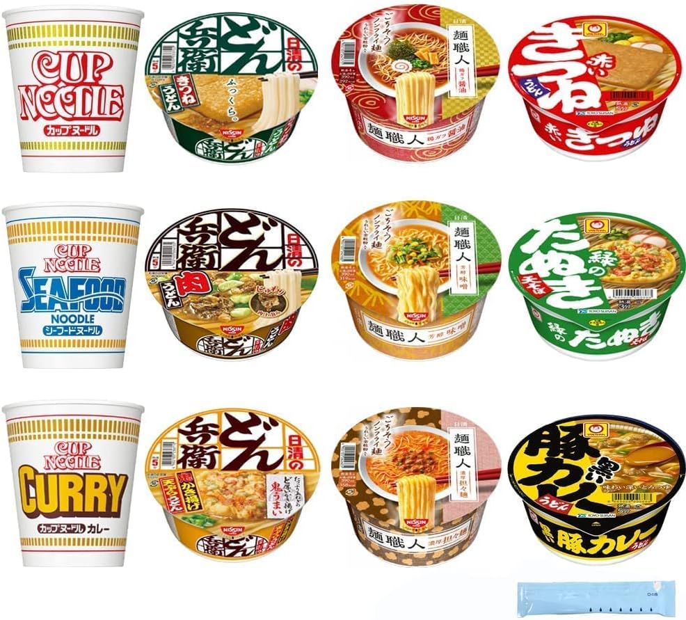 12 types of cup noodles assortment set (Cup Noodles, Donbei, Noodle Ma ...