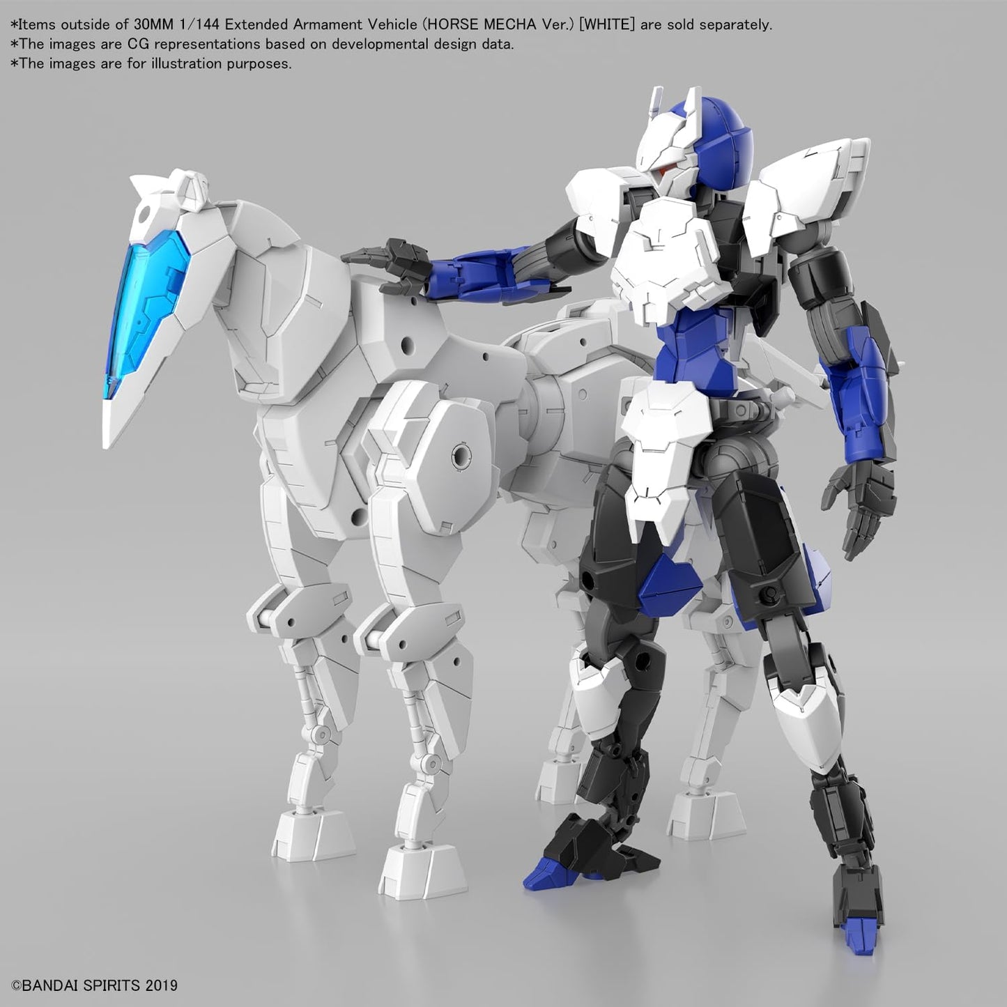 BANDAI SPIRITS 30MM Exa Vehicle (Horse Mecha Ver.) [White] 1/144 Scale Color-Coded Plastic model