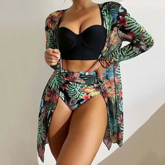 Bohemian Vacation Bathing Suits New Cover Up Three Piece Hard Packed Women'S Bikini Split Swimsuit For Ladies Ropa Interior