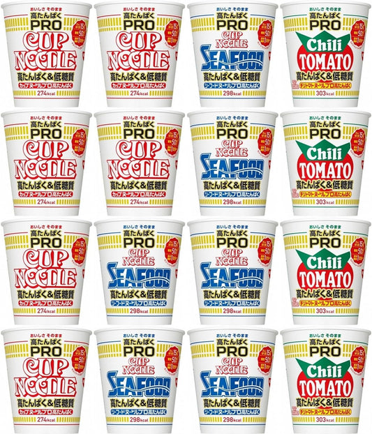 NISSIN FOODS Cup Noodle PRO 3 Type Assortment High Protein & Low Sugar & Dietary Fiber for a Day (16 total) Cup Noodle Assortment Box Buy