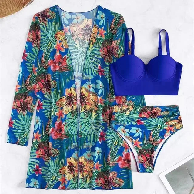 Bohemian Vacation Bathing Suits New Cover Up Three Piece Hard Packed Women'S Bikini Split Swimsuit For Ladies Ropa Interior