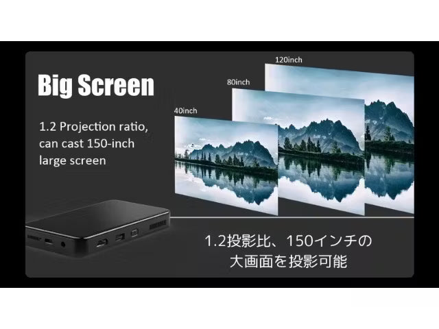226gの超軽量4K対応DLPポータブルプロジェクター 最大200インチ投影