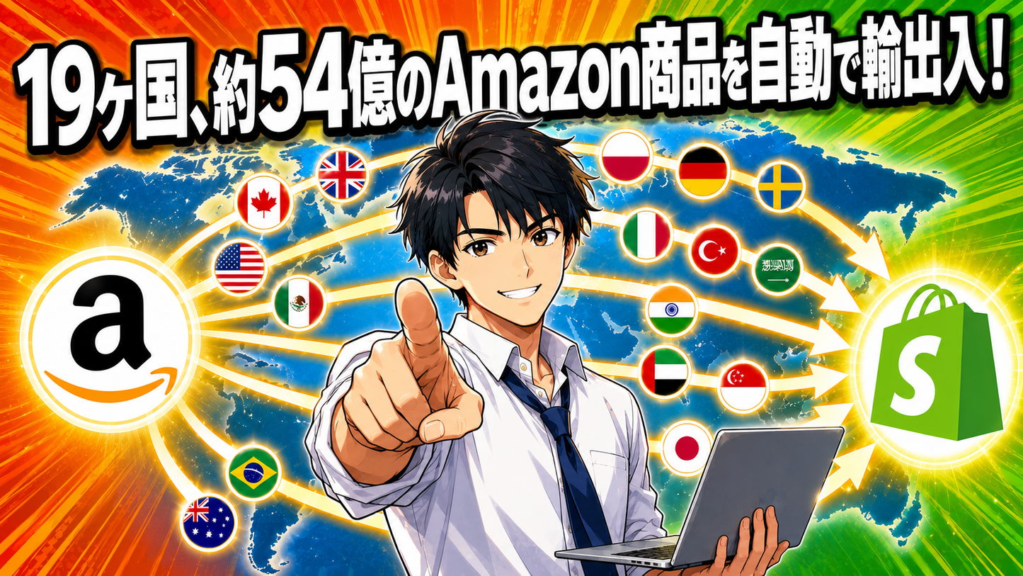 【19ヶ国対応】Amazon自動輸出ツール - Shopify商品自動登録