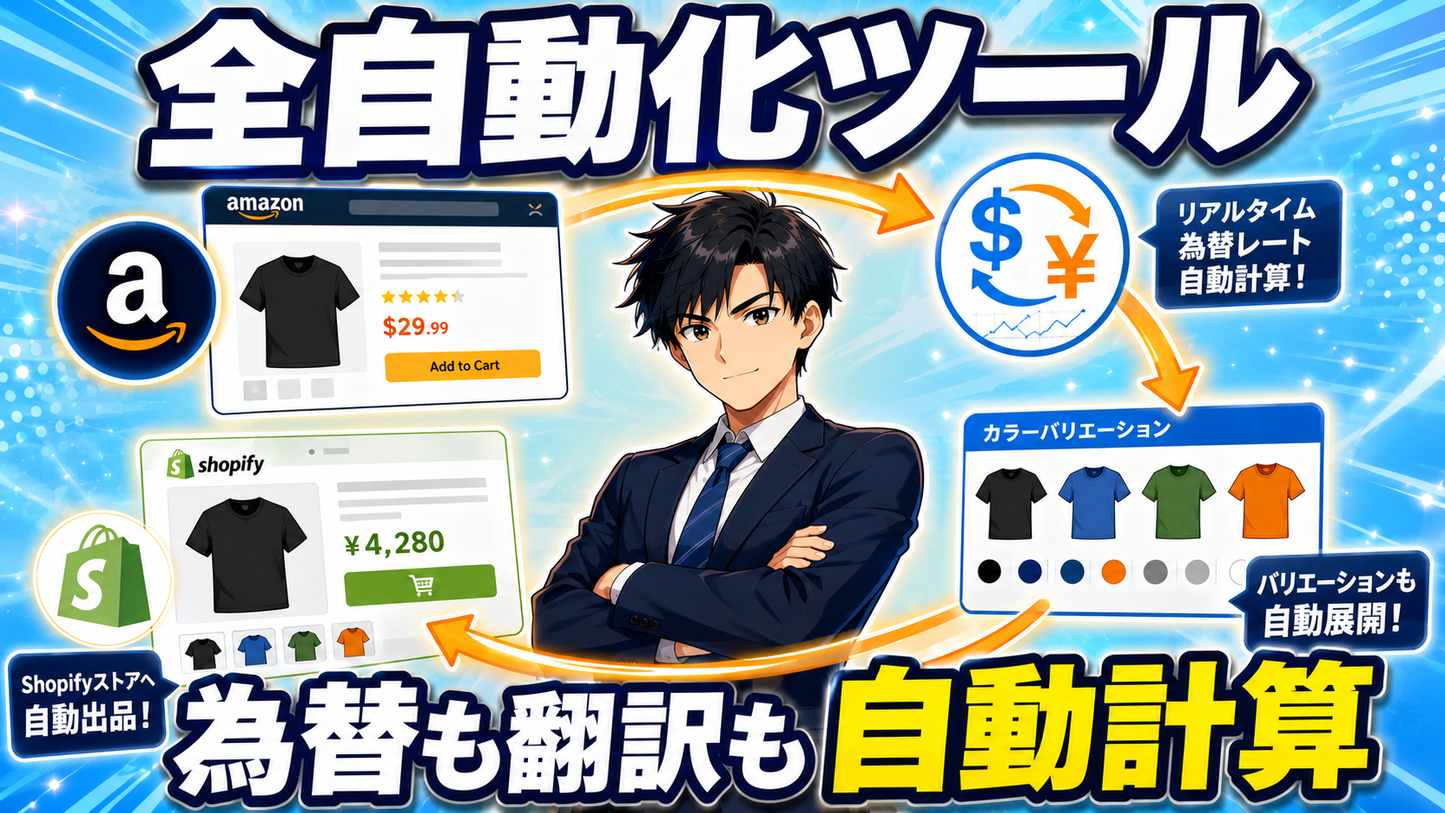 【19ヶ国対応】Amazon自動輸出ツール - Shopify商品自動登録