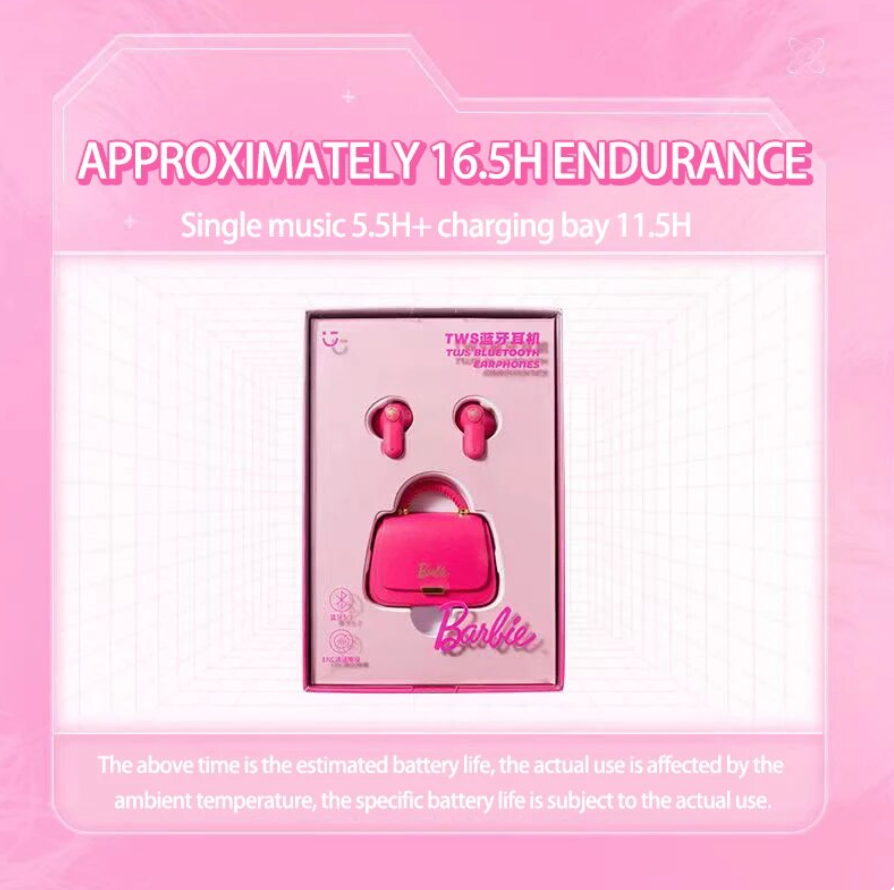 MINISO Barbie Series Bags TWS Bluetooth Headset XS-210 Wireless Long-lasting Battery Life Pink Anime PeripheralGirlBirthday Gift