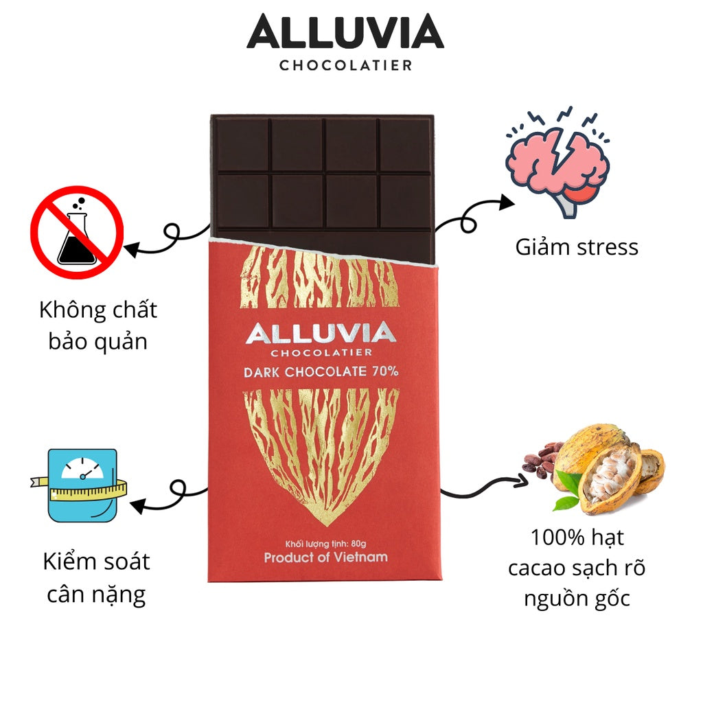 ALLUVIA pure dark chocolate 70% cocoa bitter and slightly sweet, Alluvia Dark Chocolate 70% cocoa
