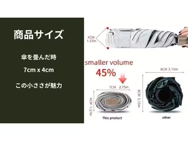 ポケットに入るミニ傘｜防水＆UVカット｜旅行や通勤に最適！