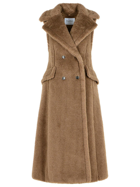 Max マックスマラ 'ボアリオ1234'アルパカとブラウンウールのノースリーブコート「テディ」 - Image 1