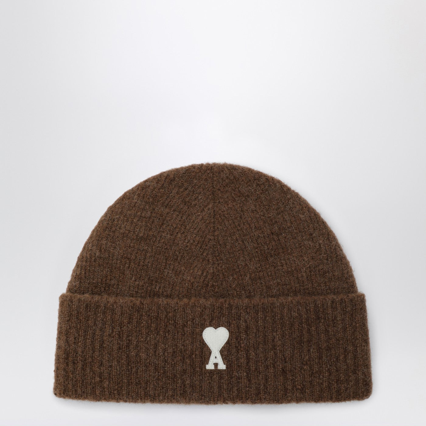 Ami Ami Paris Ami De Coeur Brown Wool Beanie - Image 1