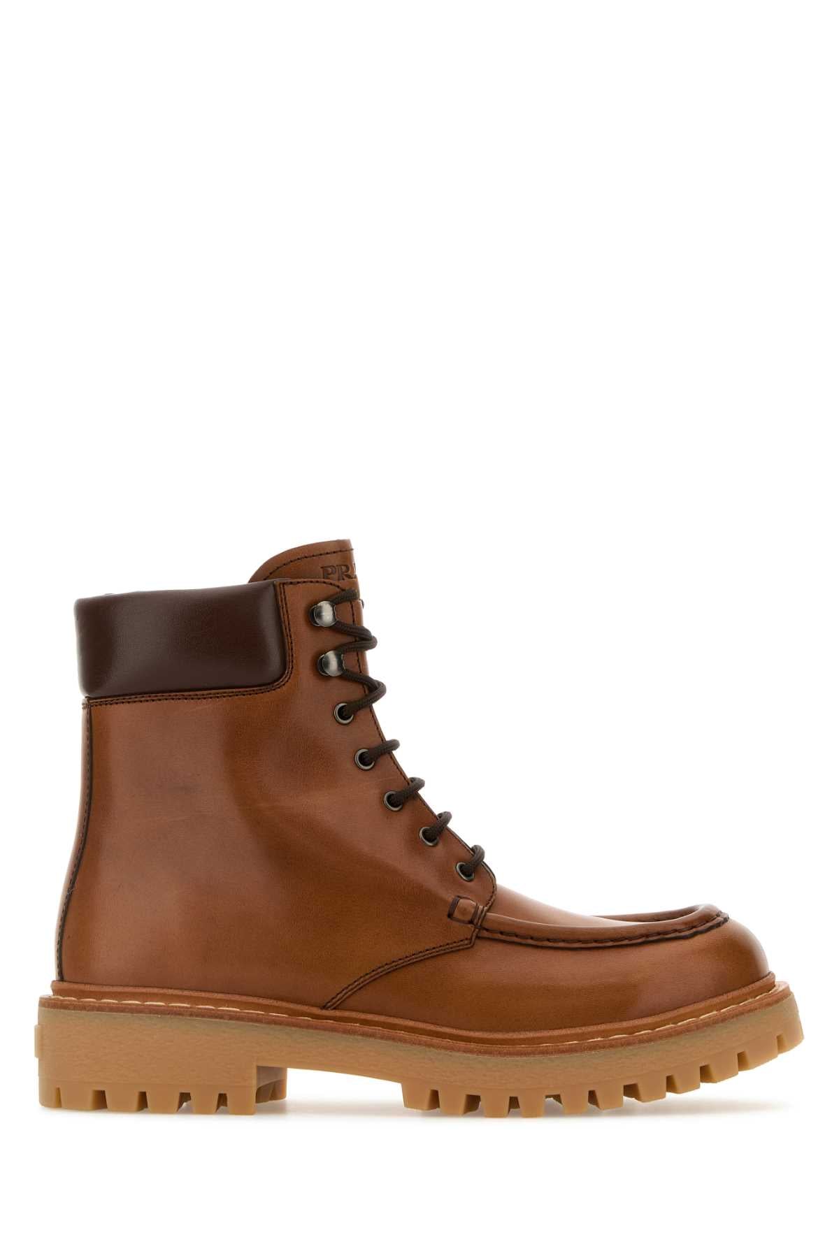 Prada プラダキャラメルレザーアンクルブーツ - Image 1