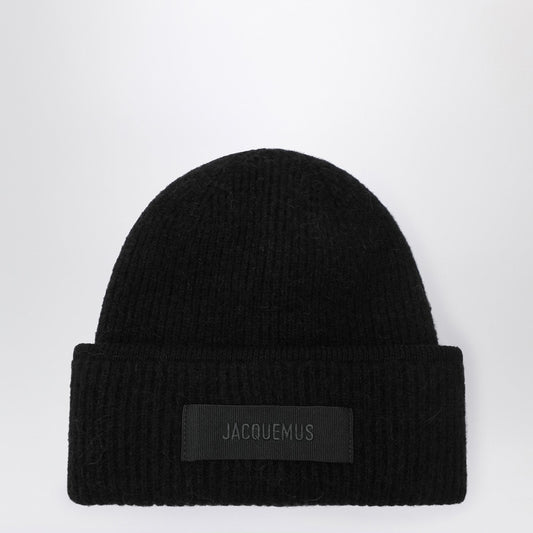 Jacquemus Jacquemus Black Ribbed Wool Blend Beanie - Image 1