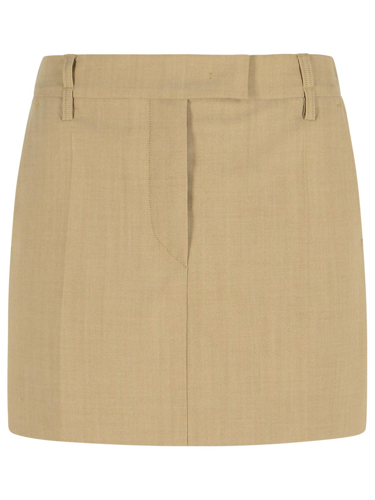 Sportmax Sportmax 'Fify'ベージュブラウンバージンウールミニスカート - Image 1