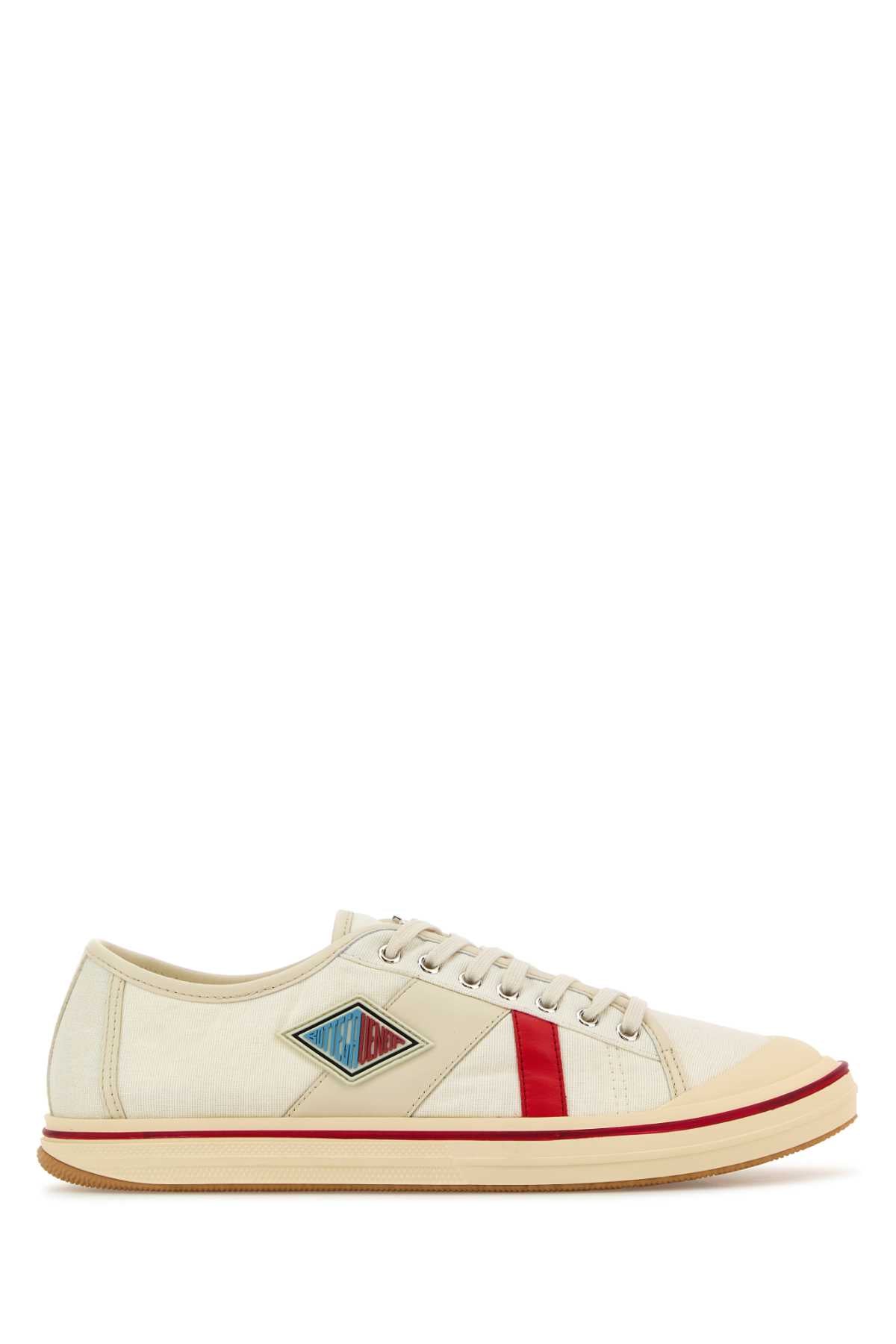 Bottega Bottega Veneta Ivory Canvas Eliotスニーカー - Image 1