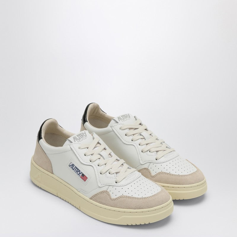 Autry ホワイト/ブラックレザーとスエードのオートリーメダリストトレーナー - Image 1