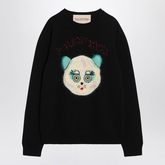 Valentino ルチャットデラメゾンパッチ付きバレンティーノブラックセーター - Image 1