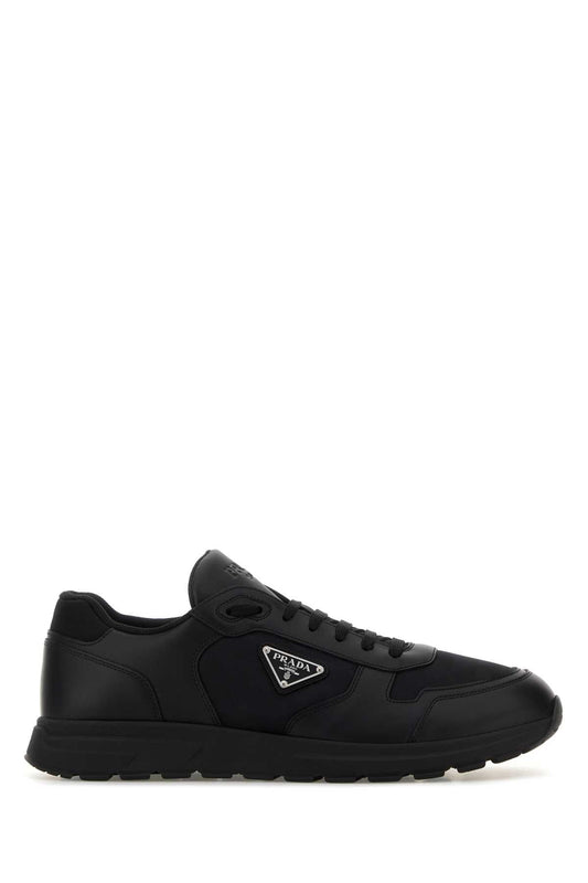 Prada プラダ ブラック レザー & ファブリック スニーカー - Image 1