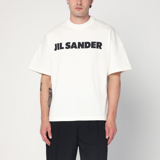 Jil ロゴ付きのジルサンダーホワイトワイドTシャツ - Image 1