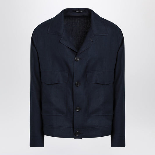 Tagliatore Tagliatore Blue Linenジャケット - Image 1