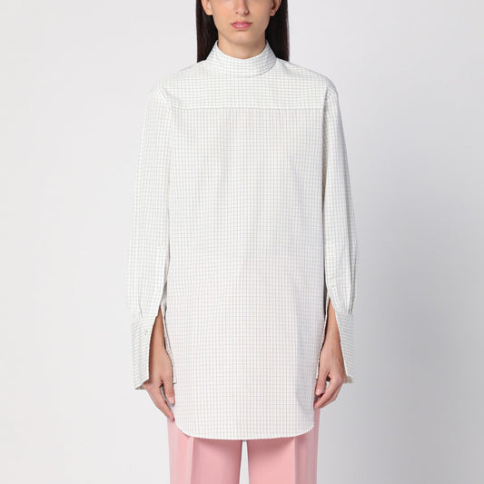 Monot Dries Van Noten White Checked Popeline Turtleneckシャツ - Image 1