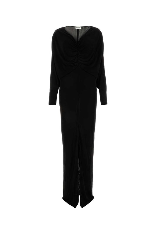 Saint セントローランブラックビスコースロングドレス - Image 1