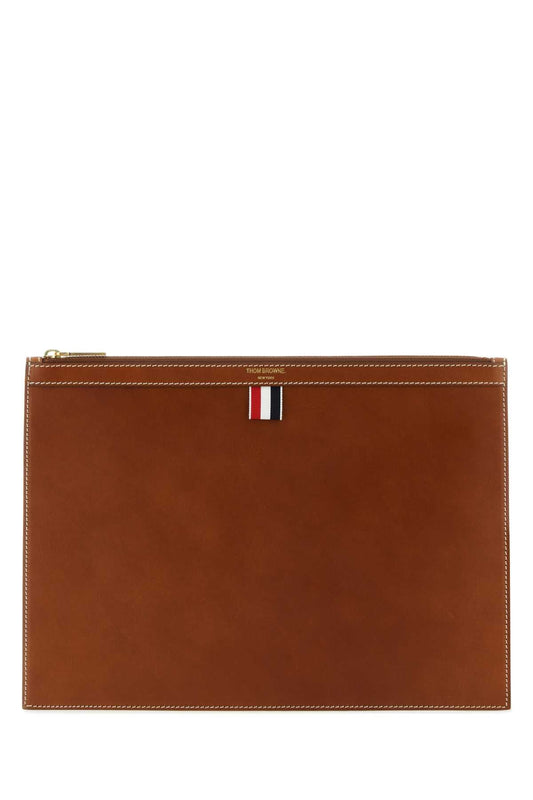 Thom Thom Browne Brown Leather Document Case - Image 1