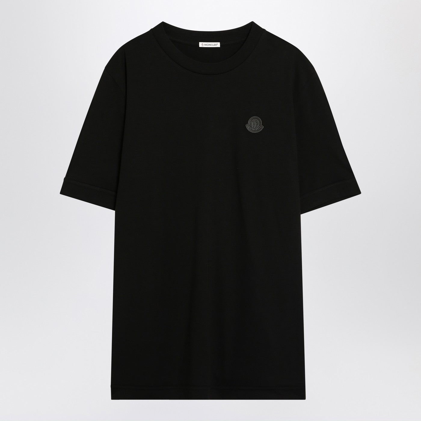 Moncler ロゴパッチ付きモンクレールブラックコットンTシャツ - Image 1