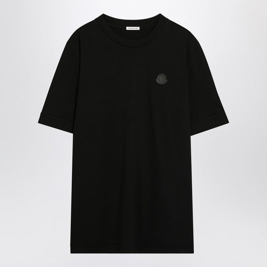 Moncler ロゴパッチ付きモンクレールブラックコットンTシャツ - Image 1