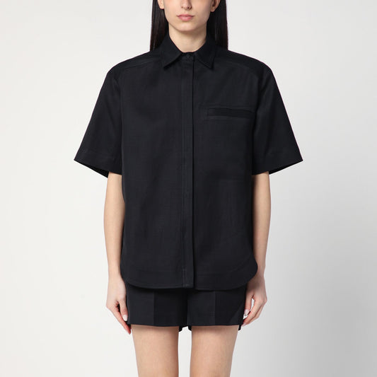 Loulou ビスコースとリネンのLoulou Studioブラックシャツ - Image 1