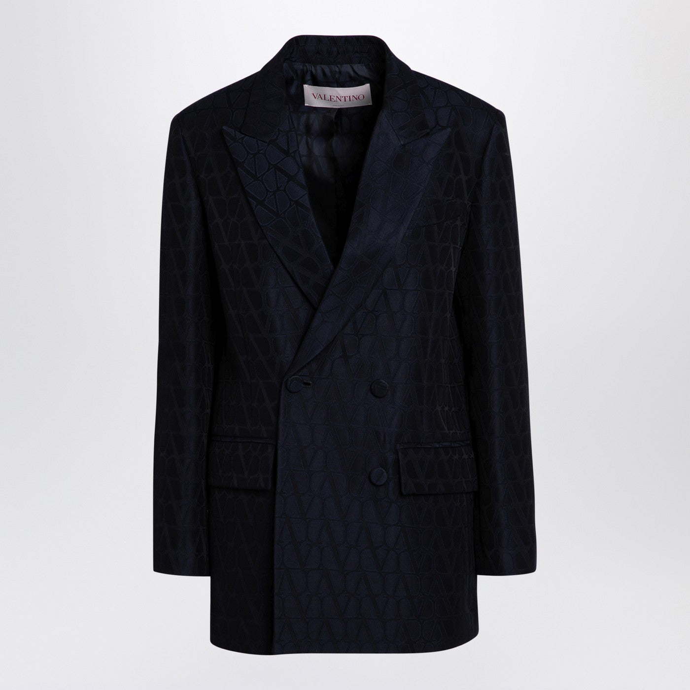 Valentino Valentino Navy Blue Double Bestoded Jacket Toile Iconographe - Image 1