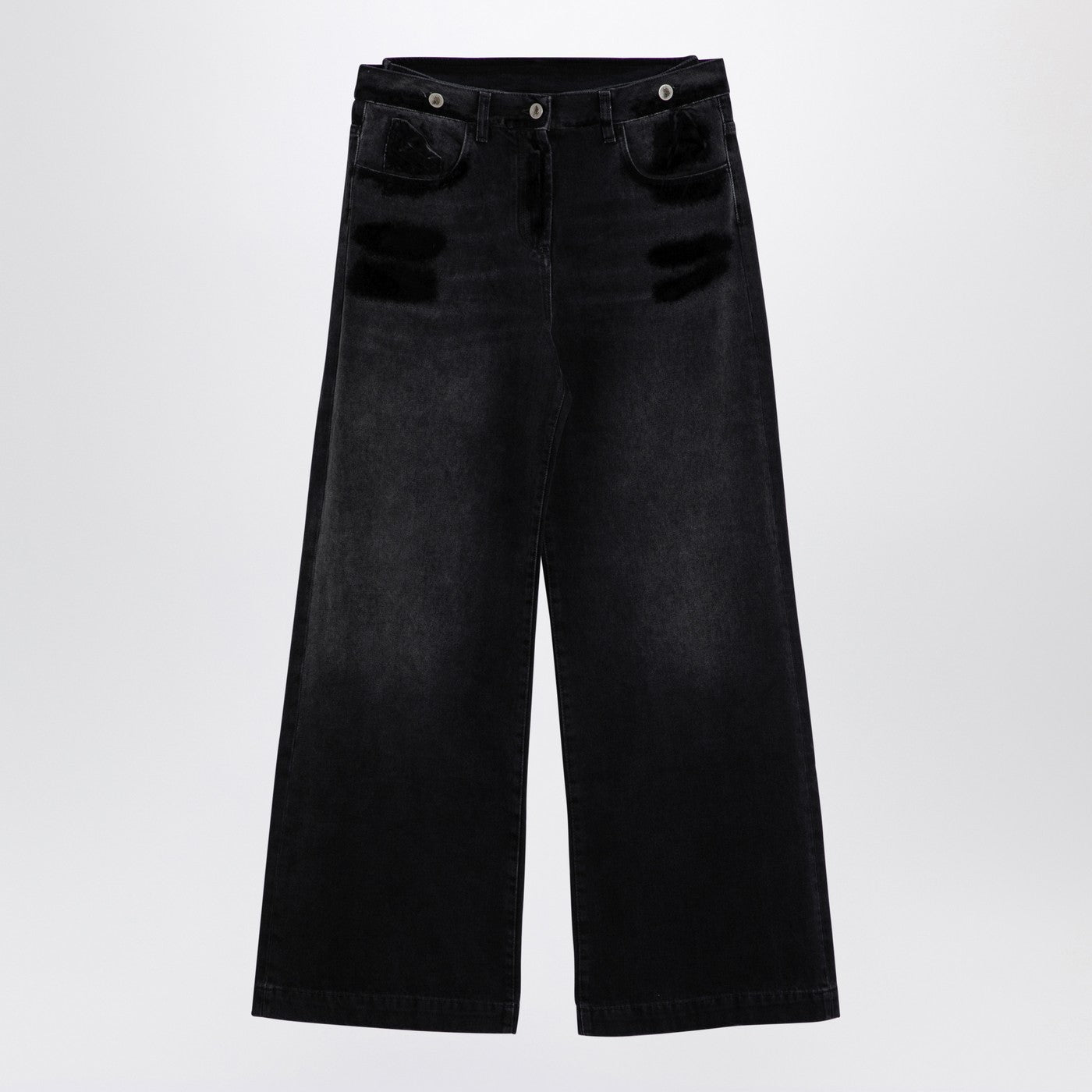 The Attico Wide Black Washed Denim Jeans - Image 1