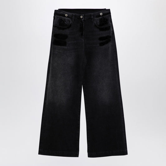 The Attico Wide Black Washed Denim Jeans - Image 1