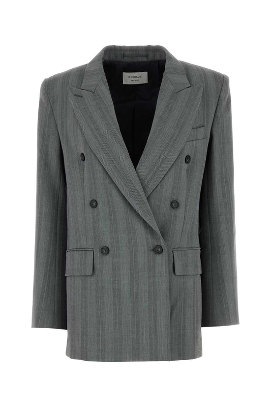 Sportmax SportMax刺繍ストレッチウールブレンドMerlot Blazer - Image 1