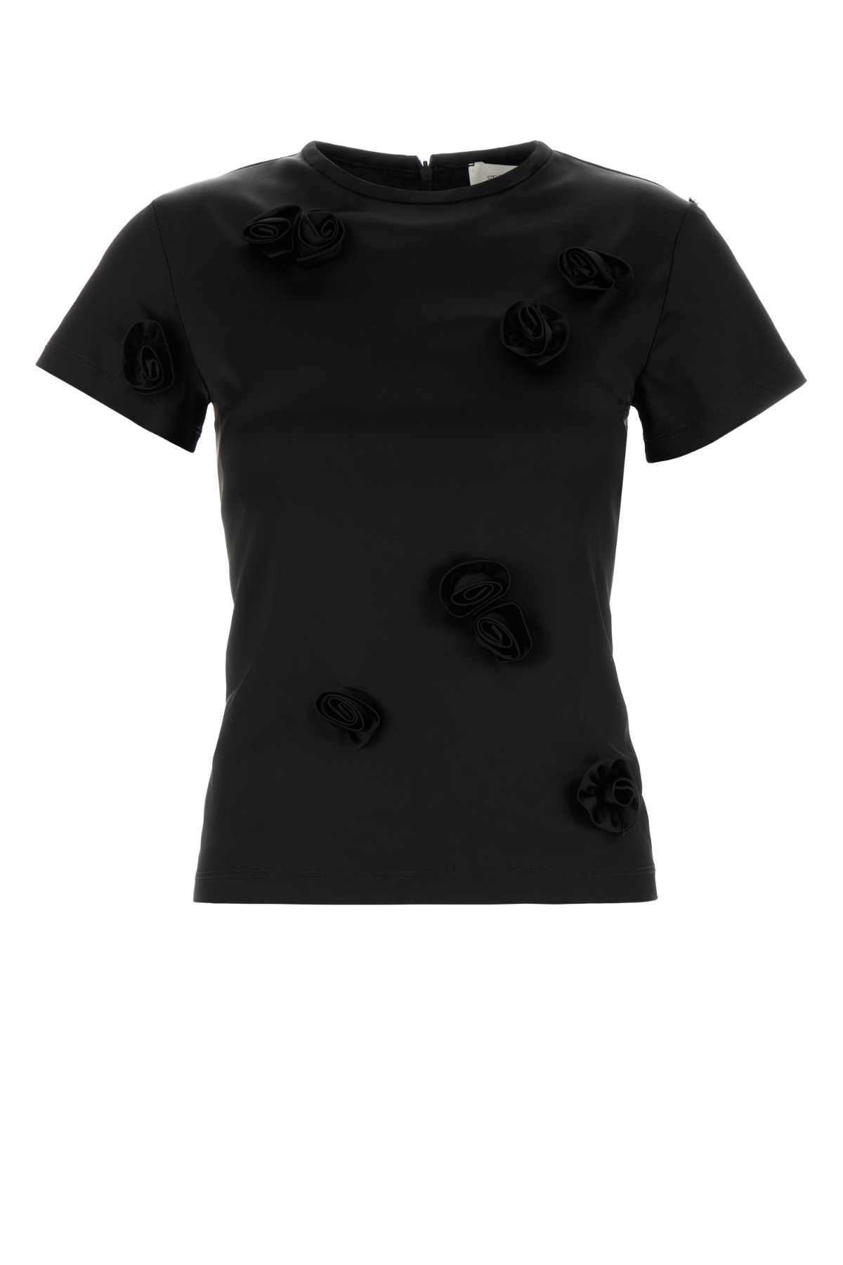Sportmax SportMax Black Satin Mendoza Tシャツ - Image 1