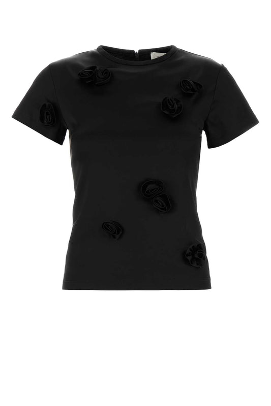 Sportmax SportMax Black Satin Mendoza Tシャツ - Image 1