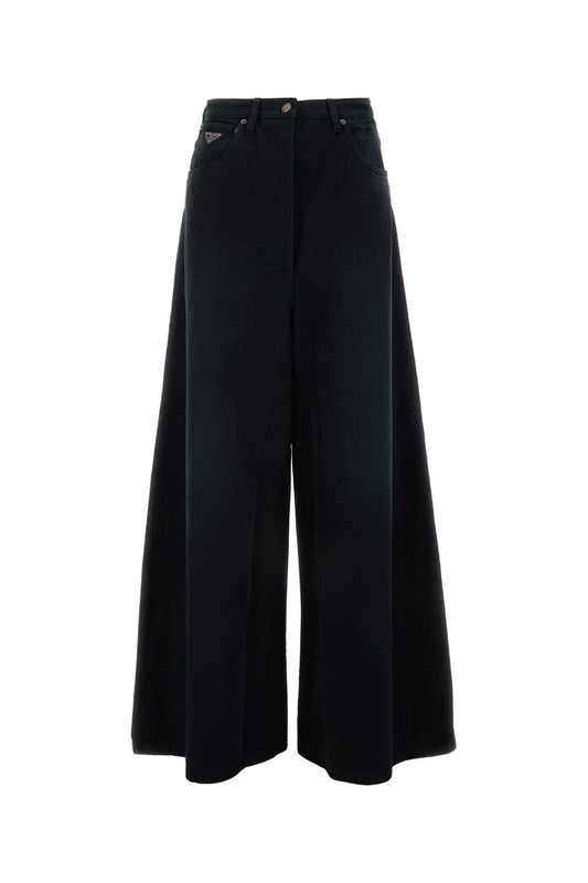 Prada プラダブラックデニムワイドレッグジーンズ - Image 1