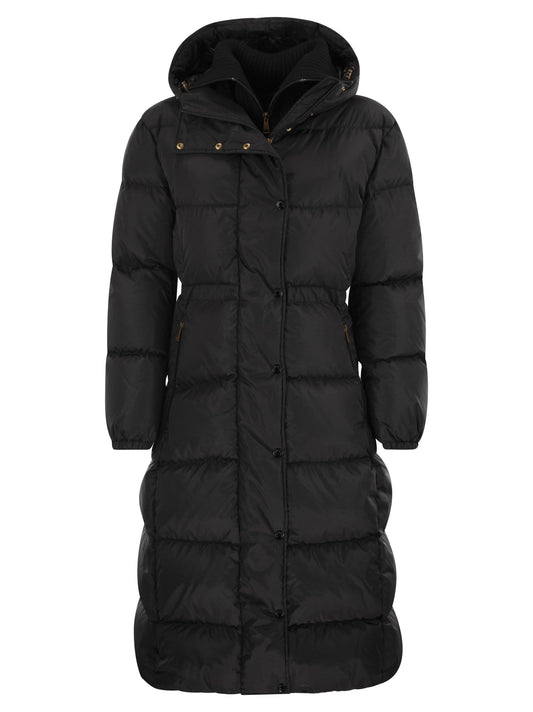 Moncler モンクラーチャマーフードとウールのトリムとロングダウンジャケット - Image 1
