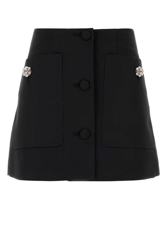 Prada プラダブラックウールミニスカート - Image 1