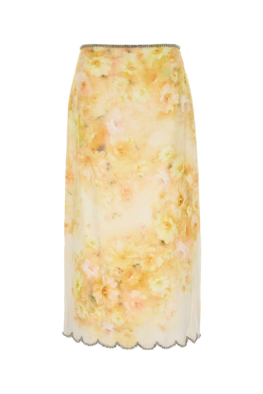 Zimmermann Zimmermannプリントリネンクラッシュスカート - Image 1
