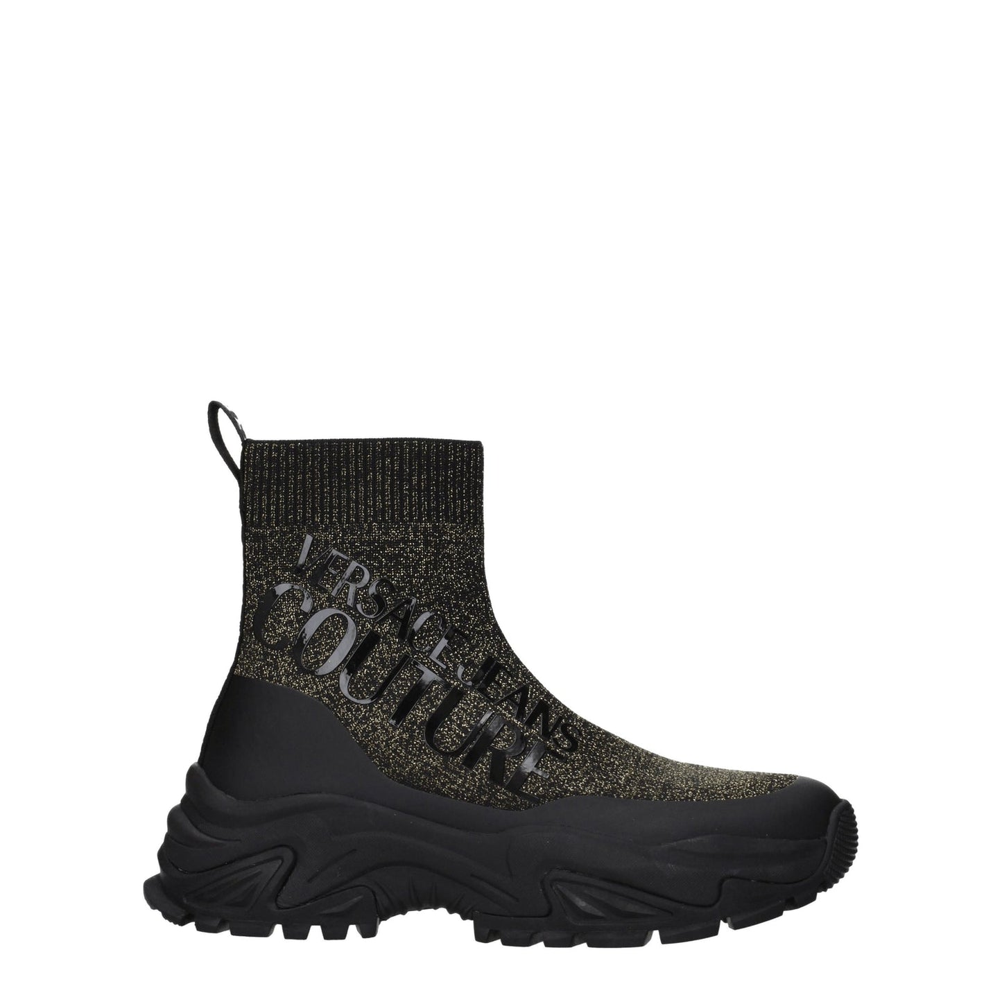 Versace ヴェルサーチジーンズスニーカークチュールウーマンファブリックブラック/ゴールド - Image 1