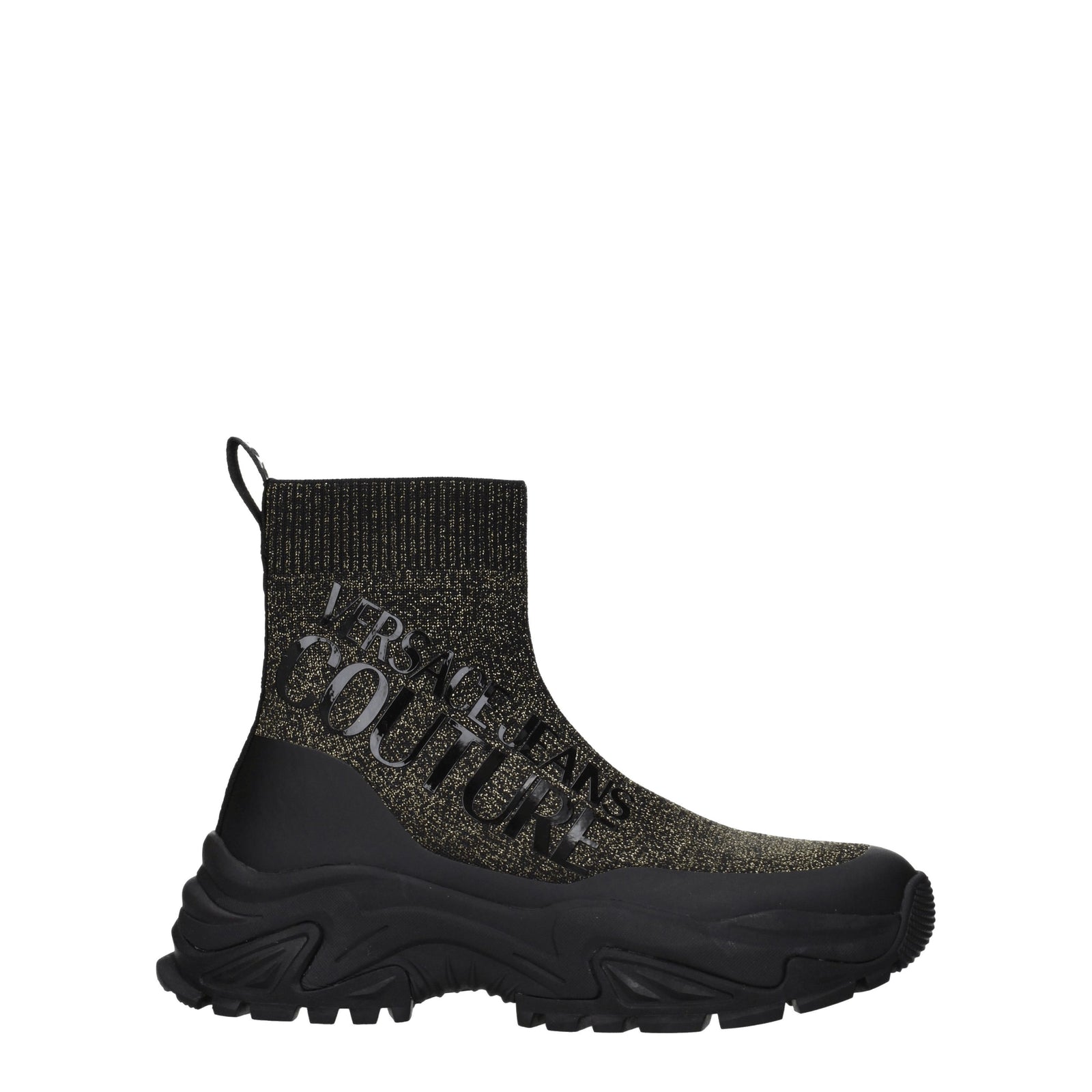 Versace ヴェルサーチジーンズスニーカークチュールウーマンファブリックブラック/ゴールド - Image 1