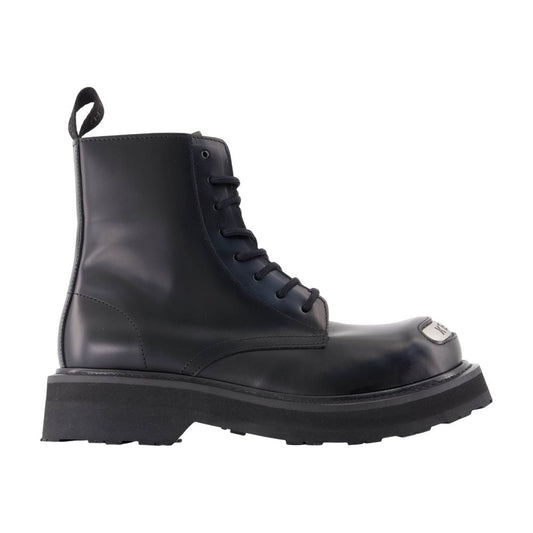 Kenzo 新しいケンゾスマイルレースアップブーツケンツォレザーブラック - Image 1