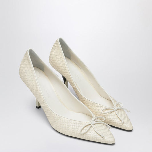 Jacquemus Jacquemus Ivory Python Effect Embossed Leather Tourni Décolleté - Image 1